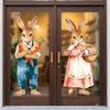 Kreativa påskdörrklistermärken Vattentäta Avtagbara Statiska Påskägg Fönsterdekaler DIY Tecknad Påskhare Statisk Klisterdekal