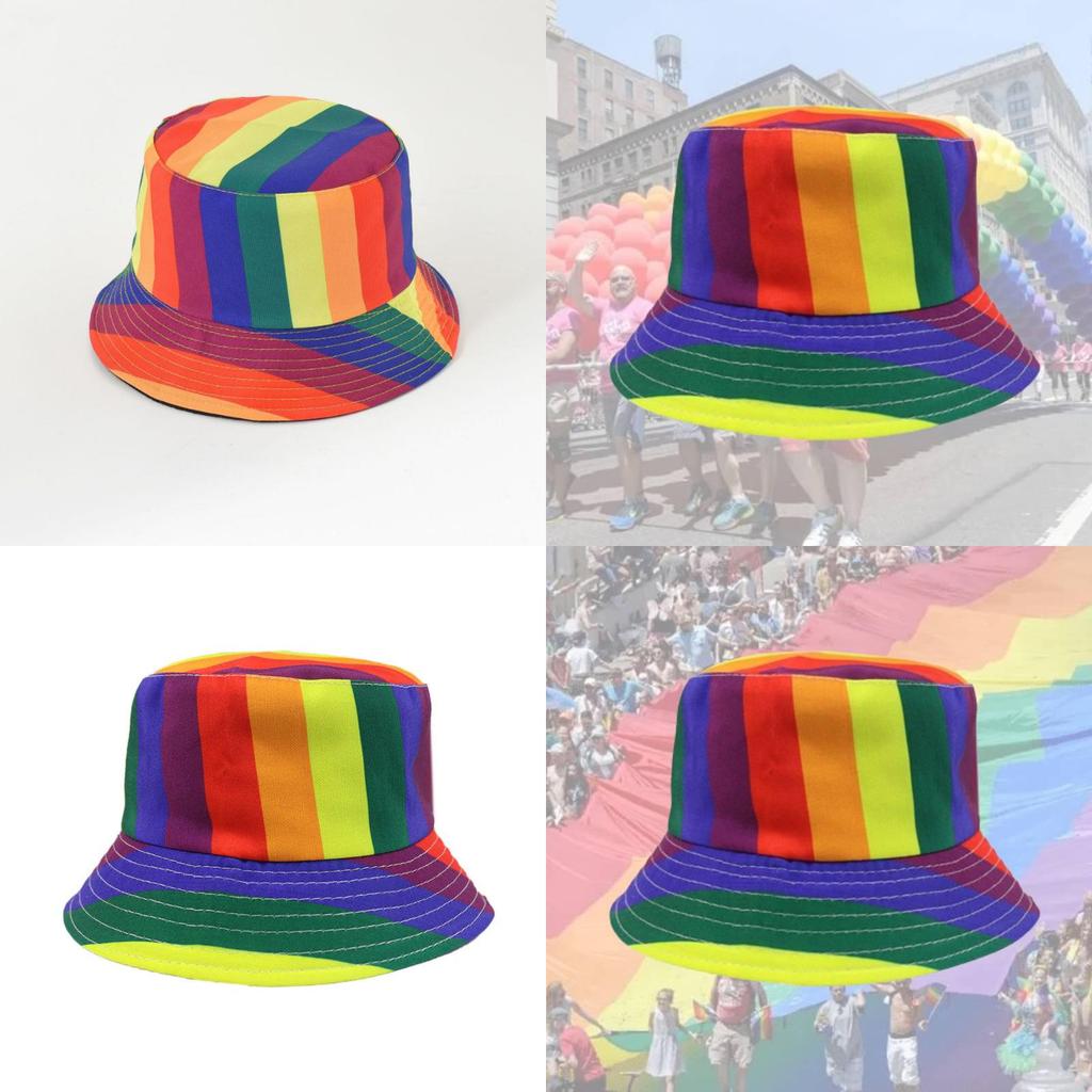 Regenbogen Fischerhut Erwachsener Sonnenschutz Flacher Hut Outdoor Reise Sonnenschutz Sonnenhut Dekoration