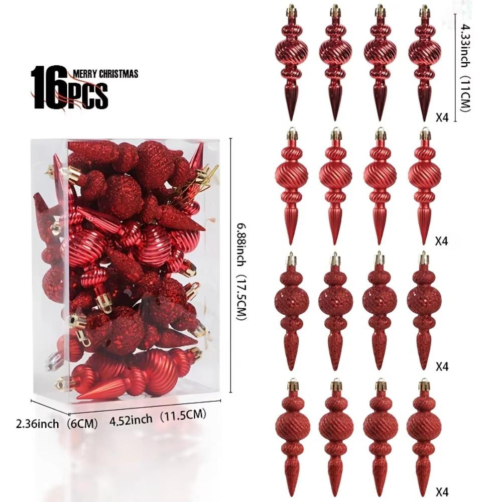 16Pcs 16Pcs/Box Christmas Hanging Balls with Hanging Rope Xmas Tree Party Decorations Holiday