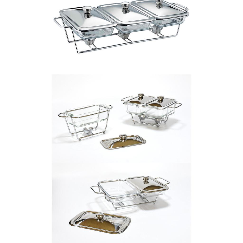Household Rectangular Hot Pot Stove Restaurant Glass Buffet Stove Single Two Three Grid Food Heating Containers