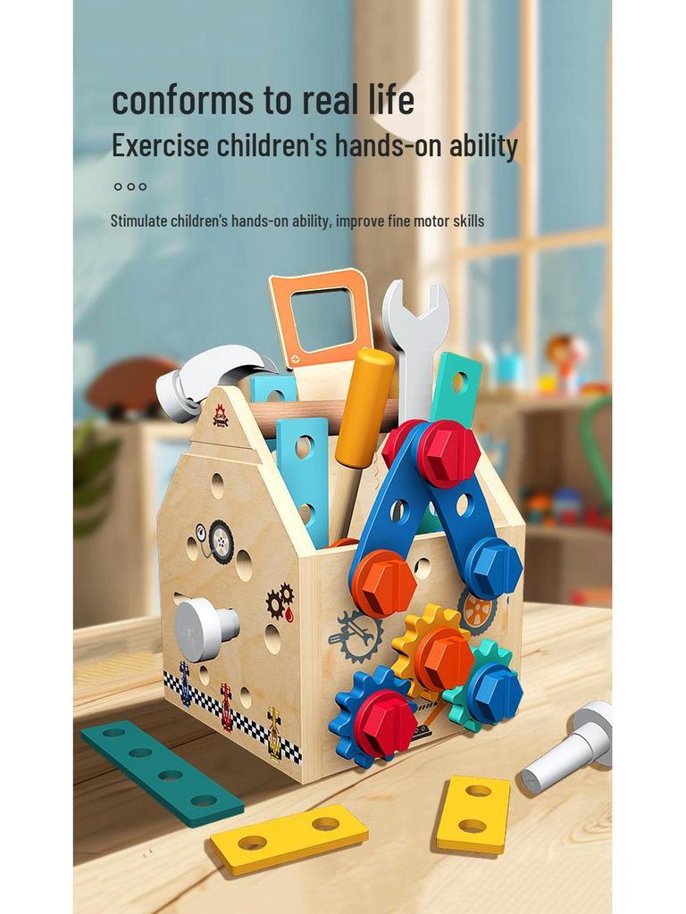 Children's Wooden Toolbox Educational Role-Play Toy for Boys and Girls