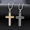 Unisex Minimalist Two-Tone Cross Pendant Necklace for Men and Women