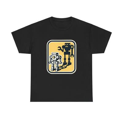 Unisex Adult T Shirt Retro Robot Design Graphic Tee Sci-Fi Geek Fashion Science