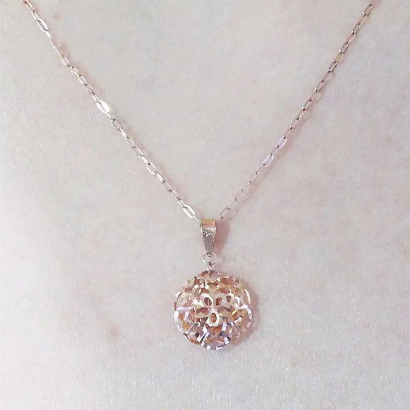 Purple Gold Hollow Flower Fashion Personality Trend Colored Gold Plated Rose Gold Pendant Necklace
