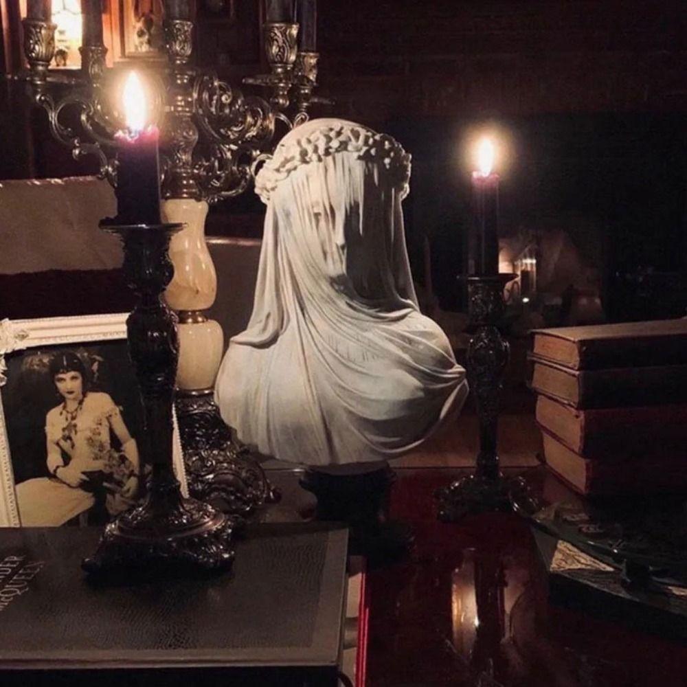 Vintage Maiden Statue Resin Figurines Decoration Home Decor Veiled Maiden Bust Office