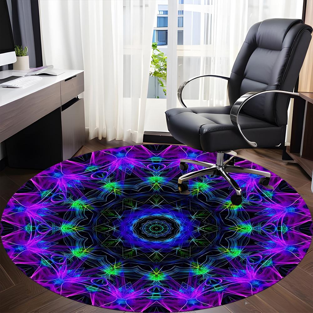1 Stück Kaleidoskop-MusterStuhlteppich für Büro, Innenbereich Rutschfest Waschbar Polyesterfaser Teppich, Matte Für Büro, Maschinenwaschbar