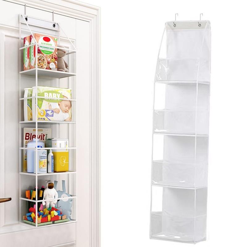 4 Layer Over The Door Hanging Organizer, Cosmetics Wall Hanging Storage Organizer, Large Capacity Mesh Holder With Clear Pockets Hanging Storage Bag