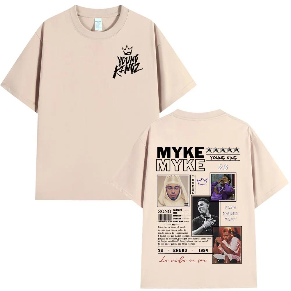 Rapper Myke Towers Graphic T-shirts Men Women Clothing Fashion Hip Hop Oversized T Shirt Unisex Cotton Short Sleeve T-shirt Tops