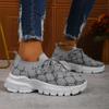 Fashion Women's Mesh Knitting Flat Shoes Lace-up Round Toe Breathable Sneakers Women Autumn Soft Sole Footwear Woman Wedge Sport Shoes