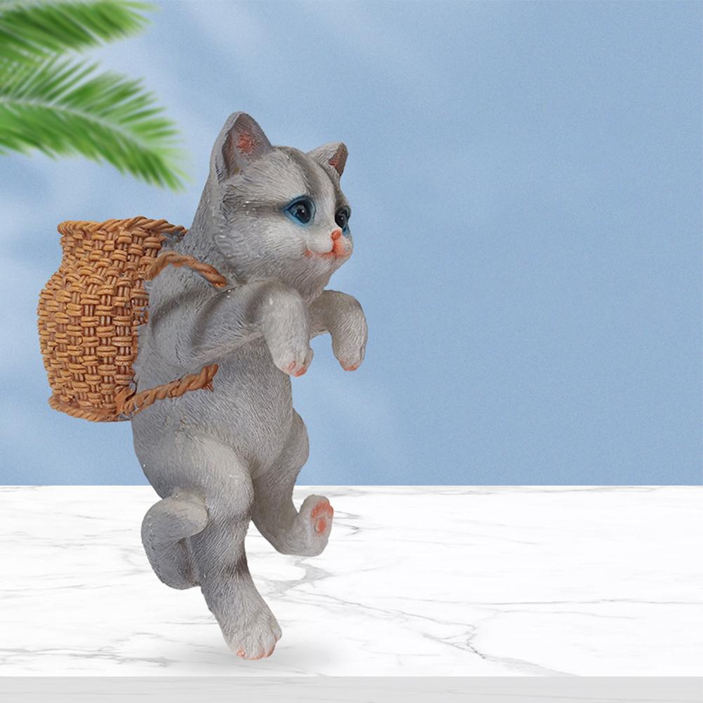 Fish Tank Creative Cute Hanging Backpack Cat Artificial Lifelike Ornaments Aquarium Landscaping Decoration