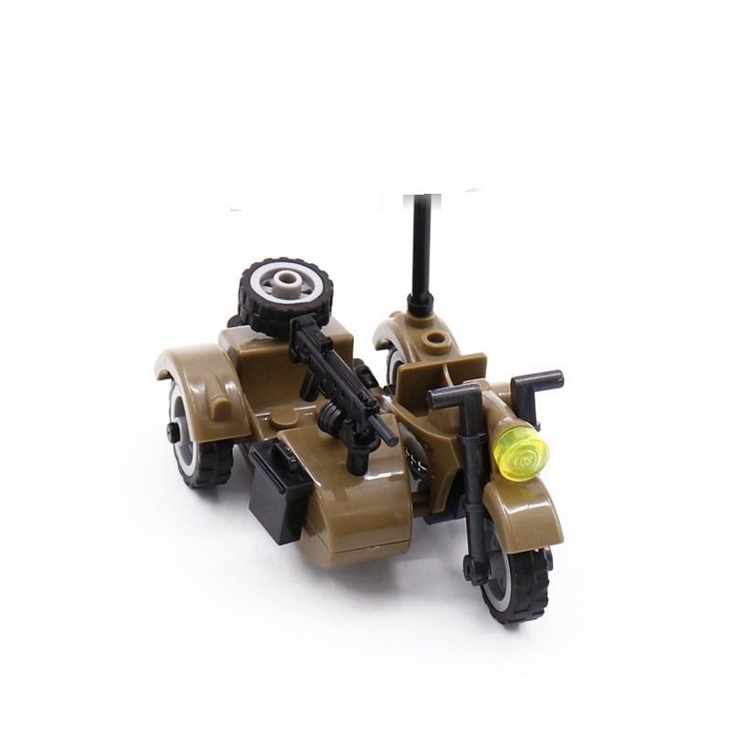 Military Weapon Motorcycle Colorful Toys For Children Accessories WW2 Motor Transportation Facility Militaries Compatible Blocks