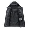 Herren Winterjacke mit Kapuze, einfarbig, lockere, warme Baumwollwattierung, New Port Wind, bequeme Baumwollwattierung
