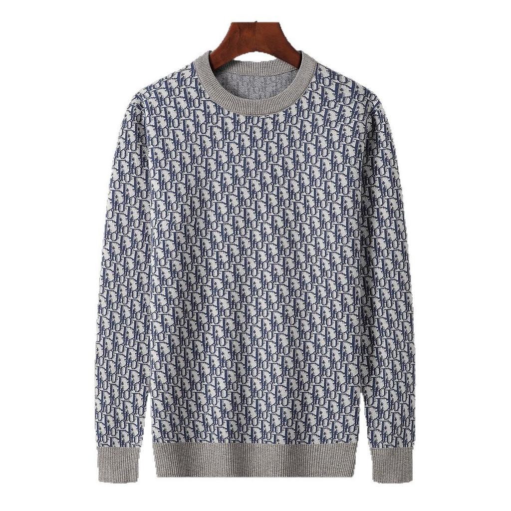 Pánský evropský lehký luxusní podzimní/zimní žakárový svetr s potiskem písmen