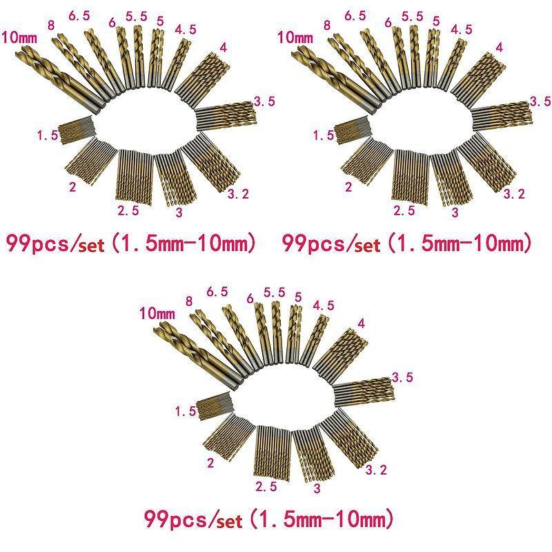 99pcs Titanium Coated Hss High Speed Steel Twist Drill Bit Set With Premium Quality
