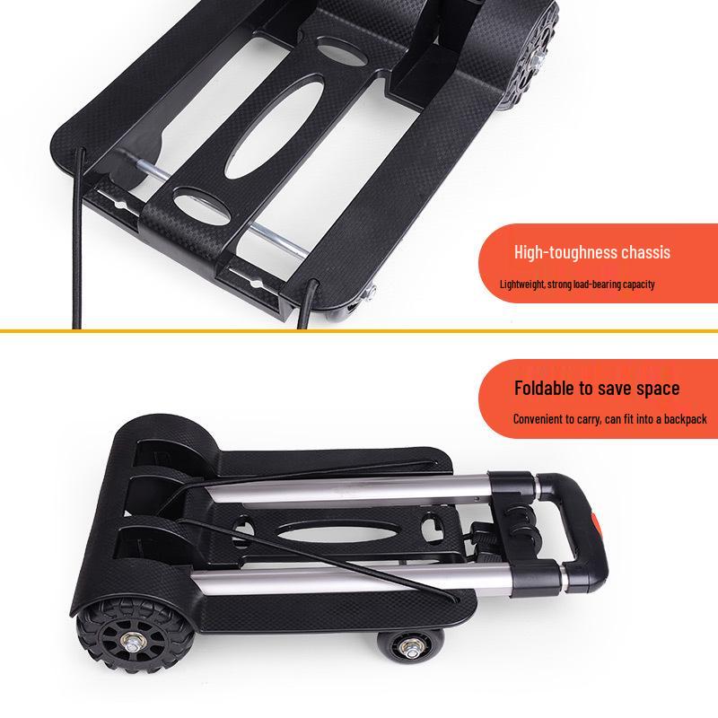 Foldable Grocery Cart with Sturdy Aluminum Pull Rod, Durable Wheels, Lightweight Hand Trolley for Cargo and Luggage