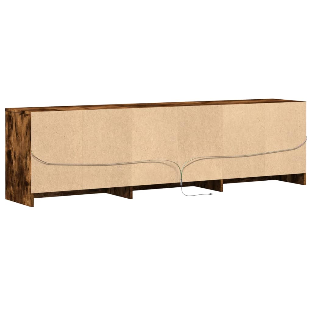 TV Stand with LED Lighting Smoked Oak 180 X 34 X 50 Cm