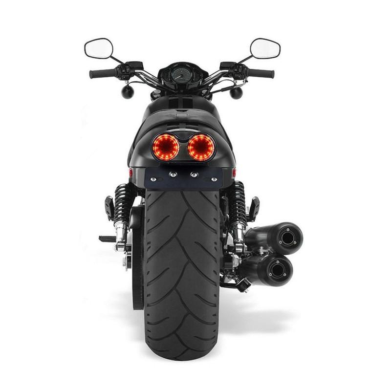 LED License Plate Brake Tail Turn Signal Dual Light For Motorcycle Bobber Cafe