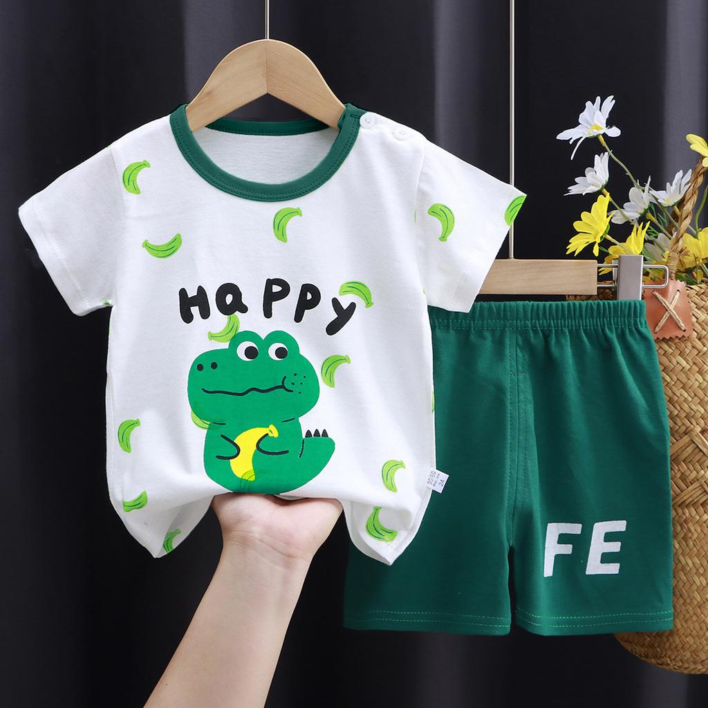 Children's Cotton T-shirt Set - Summer Boys' Casual Short-sleeved Shorts 2-piece Set