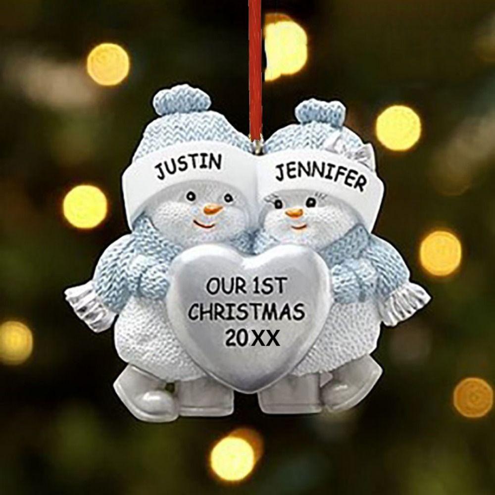 Cartoon Snowman Hanging Ornaments Resin Love DIY Christmas Pendants with Hannging Rope Decorative Snowman Car Pendant