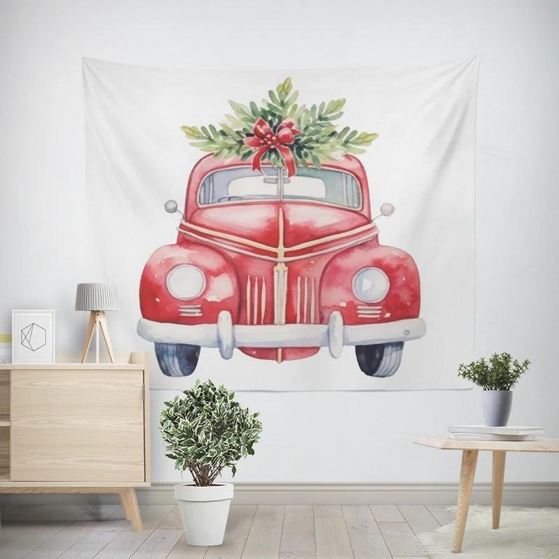 Christmas New Year White Bearded Santa Claus Pattern Living Room Bedroom Decorative Tapestry