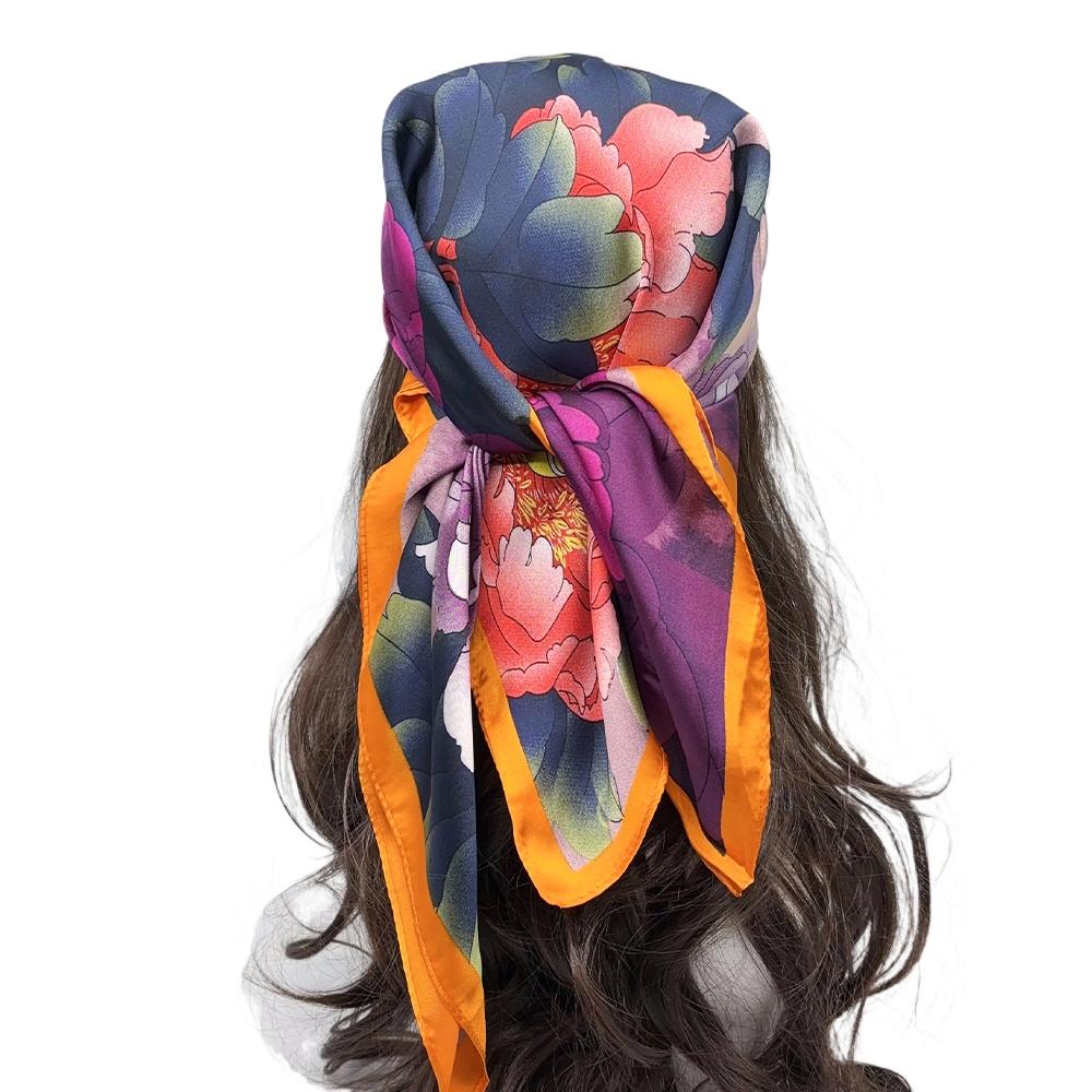 Women Headband Scarf Silk Square Shawls and Wraps Neck Hair Tie Band Beach Hijab Kerchief Head Bandana Female Foulard 70cm