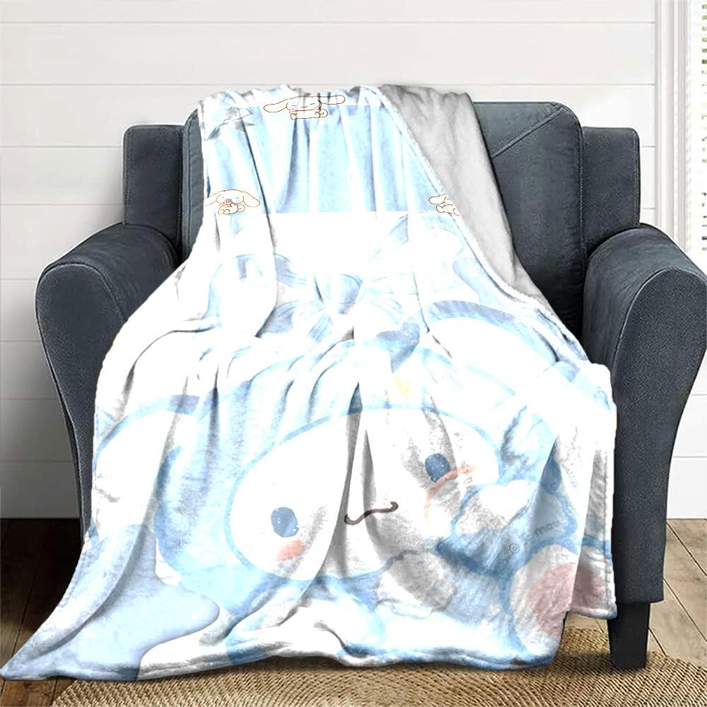 1pc Clouds Bunny Blanket Lightweight Flannel Throw for Sofa Bed Travel Camping Livingroom Office Couch Chair