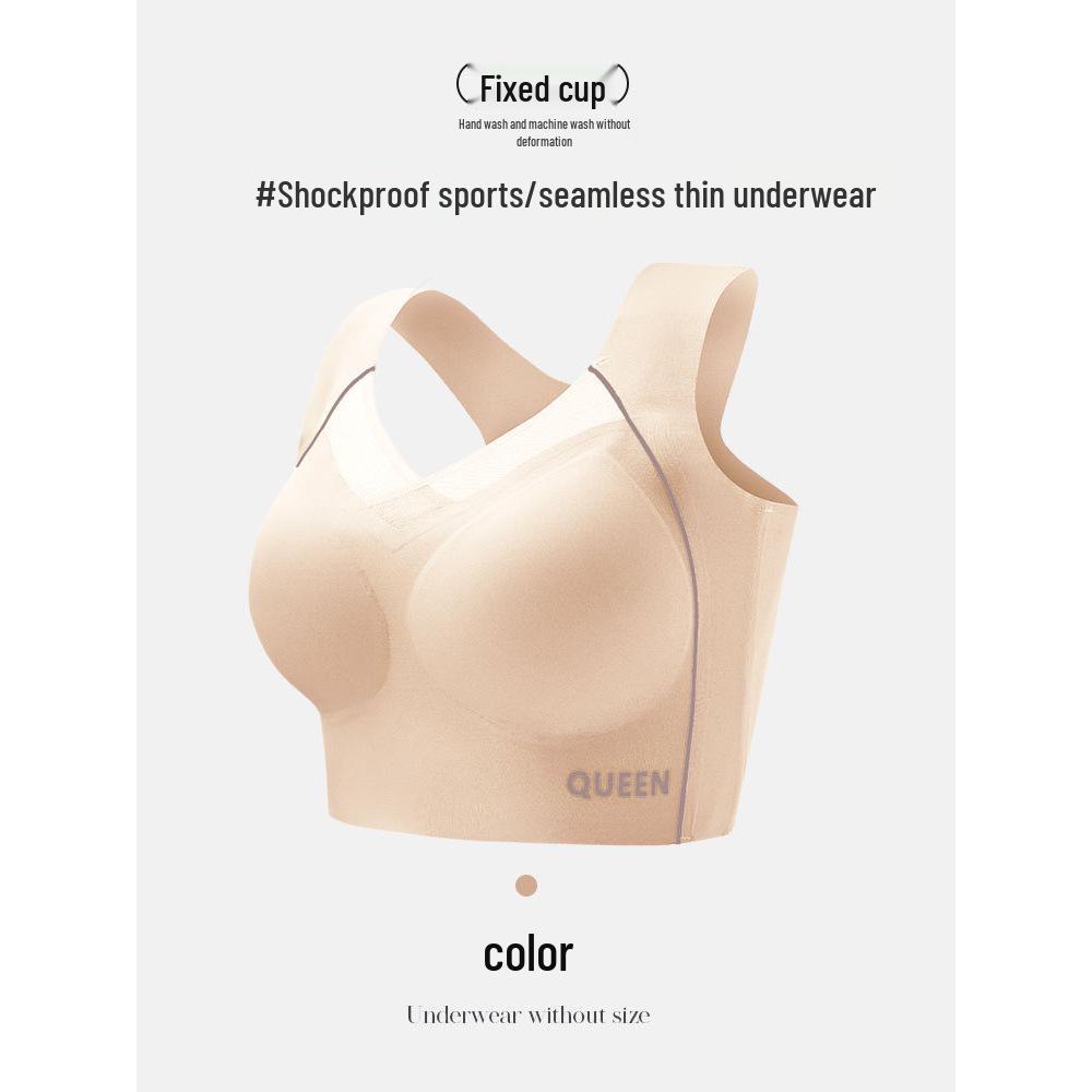Women's Seamless Wire-Free Thin Cup Plus Size Sports Sleep Bra with Stylish Back