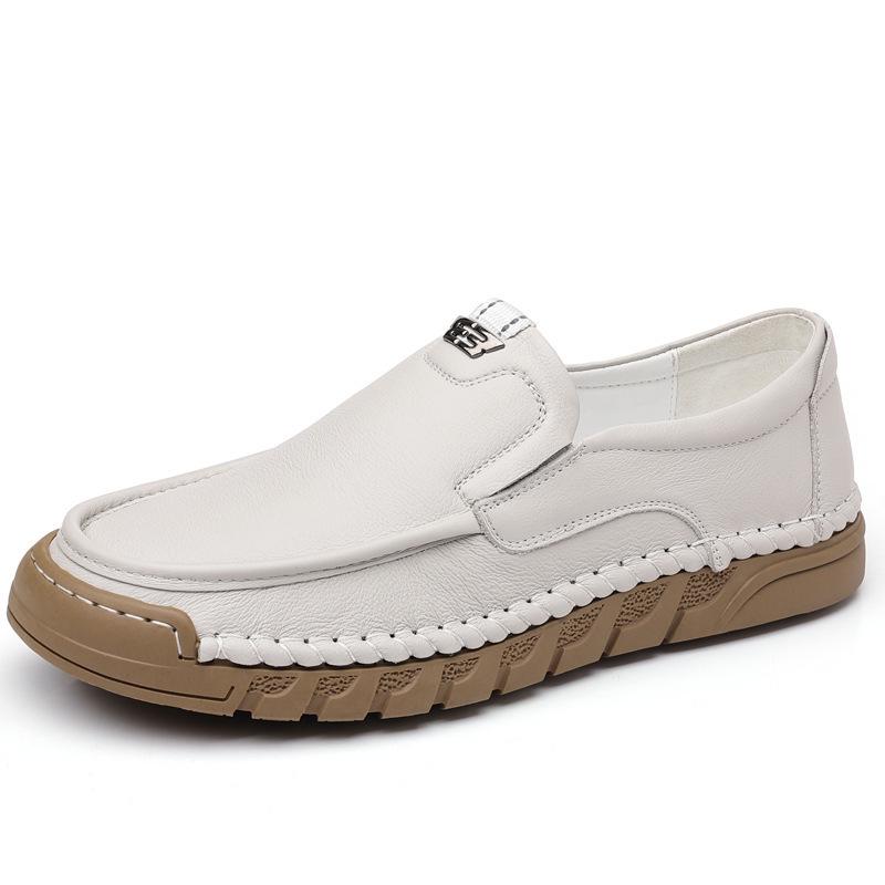 Spring Summer New Leather Shoes for Men Solid Color Fashion Soft Sole Driving Shoes Man Korean Antiskid Low Top Loafers Malee