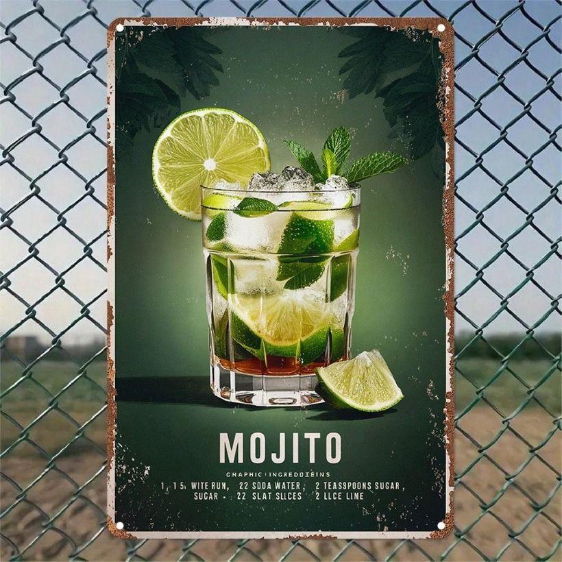 

Vintage Metal Sign Bar Wall Decor Mojito Recipe Tin Poster Kitchen Pub Man Cave Iron Plaque 20x30cm