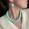 2Pcs Bohemian Colorful Bead Jewelry Set Adjustable Choker Necklace Earrings for Women Music Festival Accessory