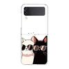 Phone Cover For Samsung Galaxy Z Flip 6 5 4 Case Transparent For Samsung Z Flip 3 Hard PC Foldable Bags Cartoon Black Cat Couple