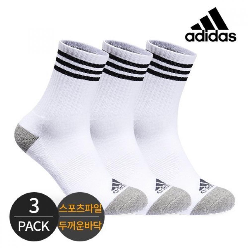 

Adidas Golf men s sports pile front logo 3 stripe mid length socks 3P WH P302034662