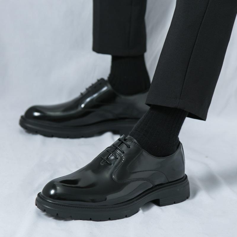 New Fashion Designer Men's Pointed Thick-soled Wedding Oxford Shoes British Retro Male Formal Dress Footwear Zapatos Hombre
