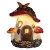 Solar-Powered Illuminated Mushroom House Cute Resin Solar Light Fairy Houses mini Landscape Gnome Terrarium House Castle