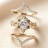 3Pcs/sets Classical Retro Princess Pattern Rings for Women Shining Cubic Zirconia Wedding Party Ring Fashion Jewelry
