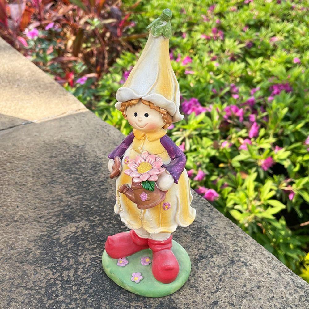 2pcs Creative Resin Garden Couple Sculpture Cute Waterproof Boy and Girl Statue Cartoon Miniatures Figurine Gift