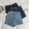 Summer High Waist Stretchy Denim Shorts Pants Women Fashion Light Color Tight Fit Rolled Hem