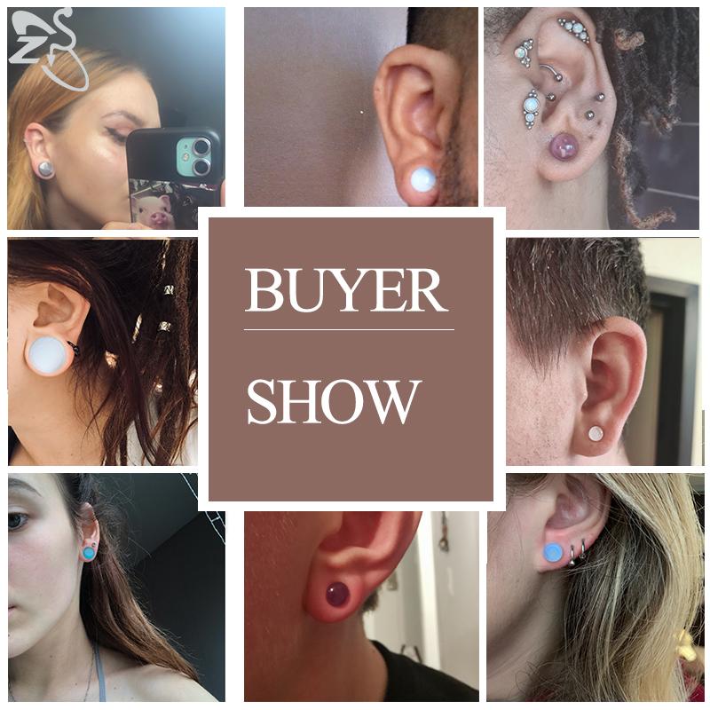 ZS 2pcs/lot Glass Ear Plug And Tunnel 5-16mm Ear Expander Stercher Ear Gauges Ear Flare Flesh Expander Body Piercing Jewelry