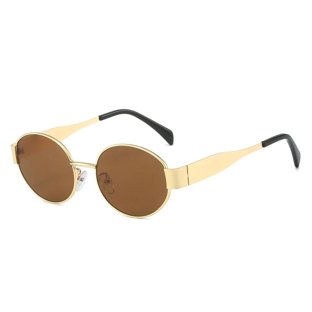 Small Metal Frame Oval Sunglasses For Women Men Fashion Luxury Shades Uv400 Eyewear Men Vintage Sun Glasses Lunette Soleil Femme
