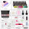 27 Colors Gel Polish Set, Nail Art Tools Kit with Builder Gel, Rhinestones, Stickers, Nail Tips, LED Lamp & Drill Machine