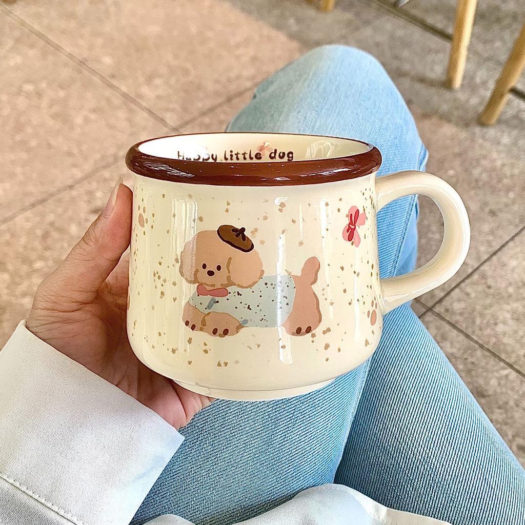 High-value Ins Wind Mug, Cute Puppy Coffee Cup, Household Ceramic Water Cup, Birthday Gift for Girls