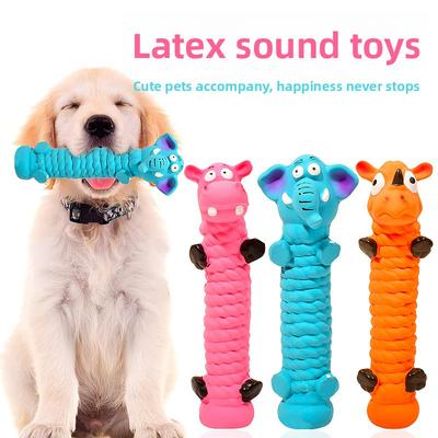 Juguetes de Látex para Mascotas - Elefante de Cuerda de Pie y Giratorio, Forma de Animal Hipopótamo, Látex Duradero y Resistente a la Mordida, Juguetes para Perros que Hacen Ruido