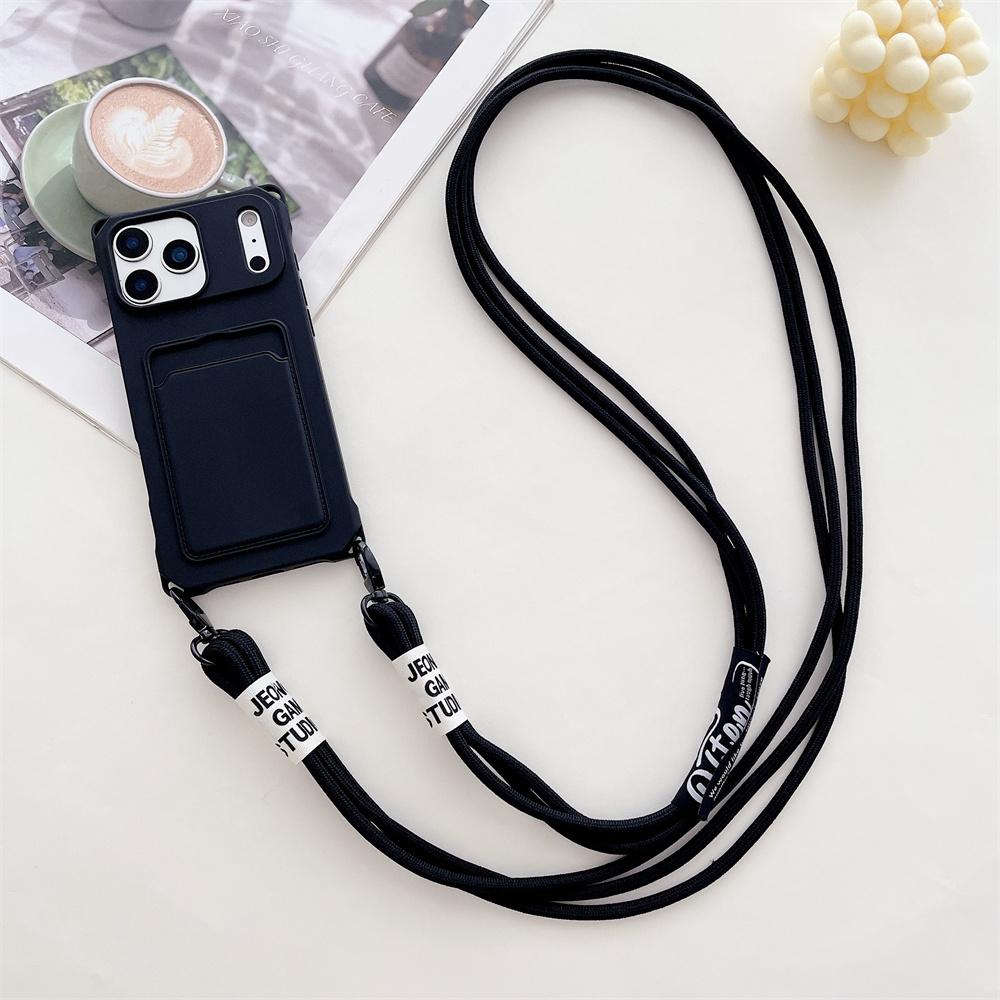 Wallet Crossbody Phone Case for IPhone 17 Air 16 15 14 13 12 11 Pro Max X XS XR Strap Necklace Card Holder Soft Silicone Cover