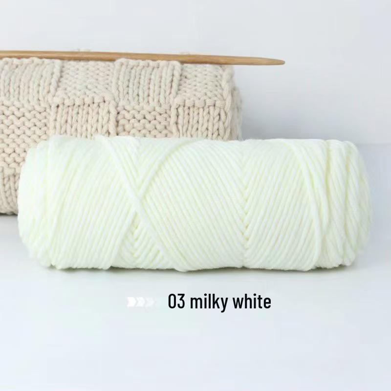 8-Strand Cotton Wool Yarn for Scarf DIY - Thick, Soft Thread with Silk Elements