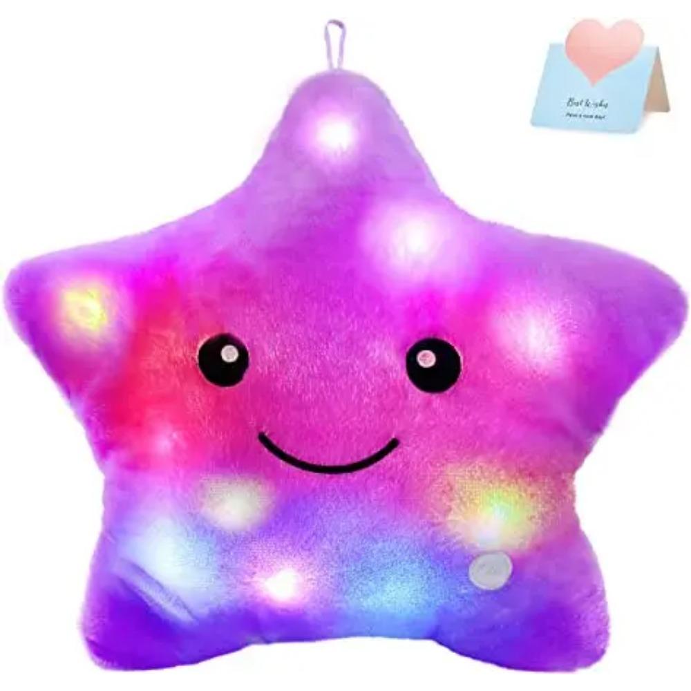 34CM Creative Toy Luminous Pillow Soft Stuffed Plush Glowing Colorful Stars Cushion Led Light Toys Gift For Kids Children Girls