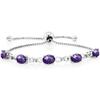 Gem Stone King 3-6 Cttw Gemstone Birthstone and Accent Lab Grown Diamond Tennis Bracelet For Women | 925 Sterling Silver | 7X5MM Oval | Adjustable