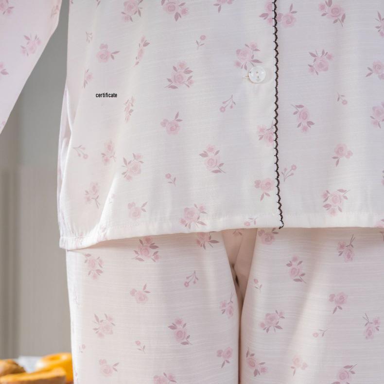 Mao Ma Sha Damen Pyjama-Set, Langarm, Lange Hose, Strickjacke, Große Größen, Revers-Design, Für Zuhause oder Draußen, Frühling/Herbst.