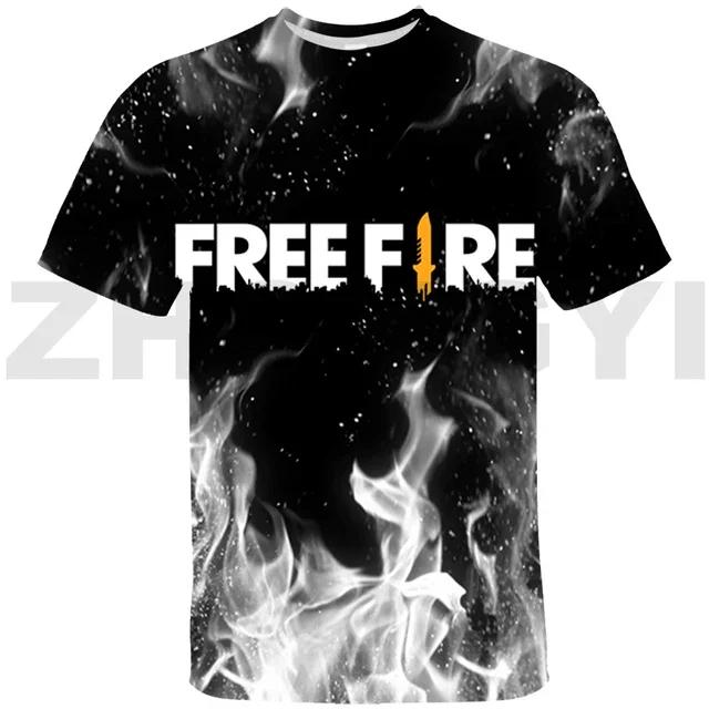 

Модні чоловічі футболки з круглим вирізом та 3D-принтом на тему гри Free Fire, з короткими рукавами - М яка поліестерова тканина середньої еластичності, літній вільний крій S
