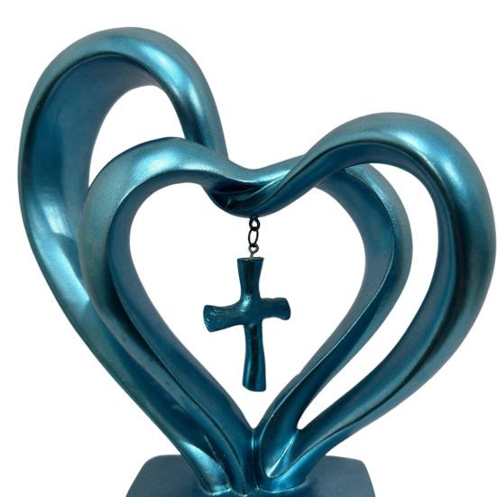 Enfeite de Mesa Base Estável Formato de Coração Figura de Resina Decoração de Mesa com Poema Sentimental São Precisos Três para o Casamento Presente de Aniversário de Casamento