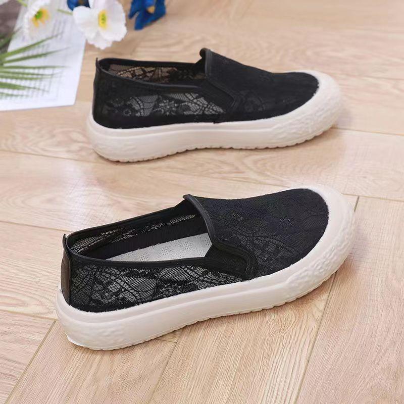 Fisherman shoes women's lace mesh shoes casual breathable hollow mesh shoes platform single shoes hollow mesh